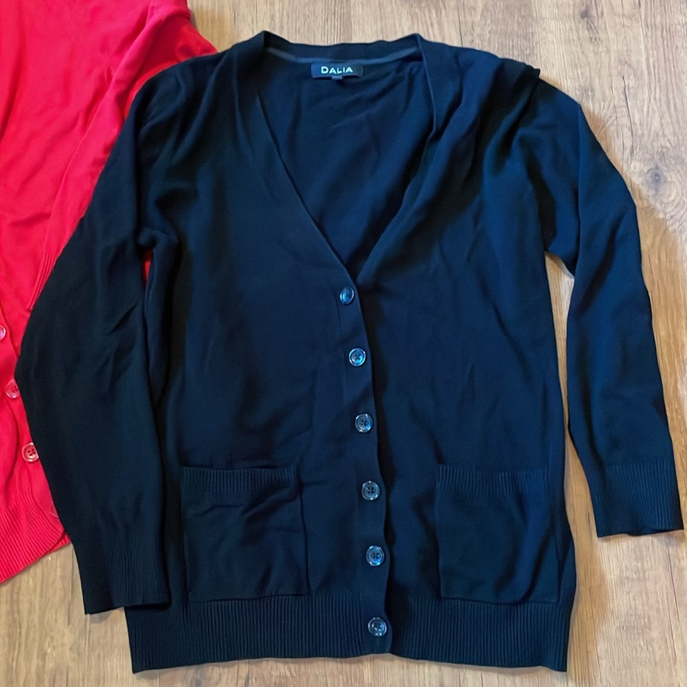 Dalia Women's Red and Black Cardigan Set - Picture 2 of 7